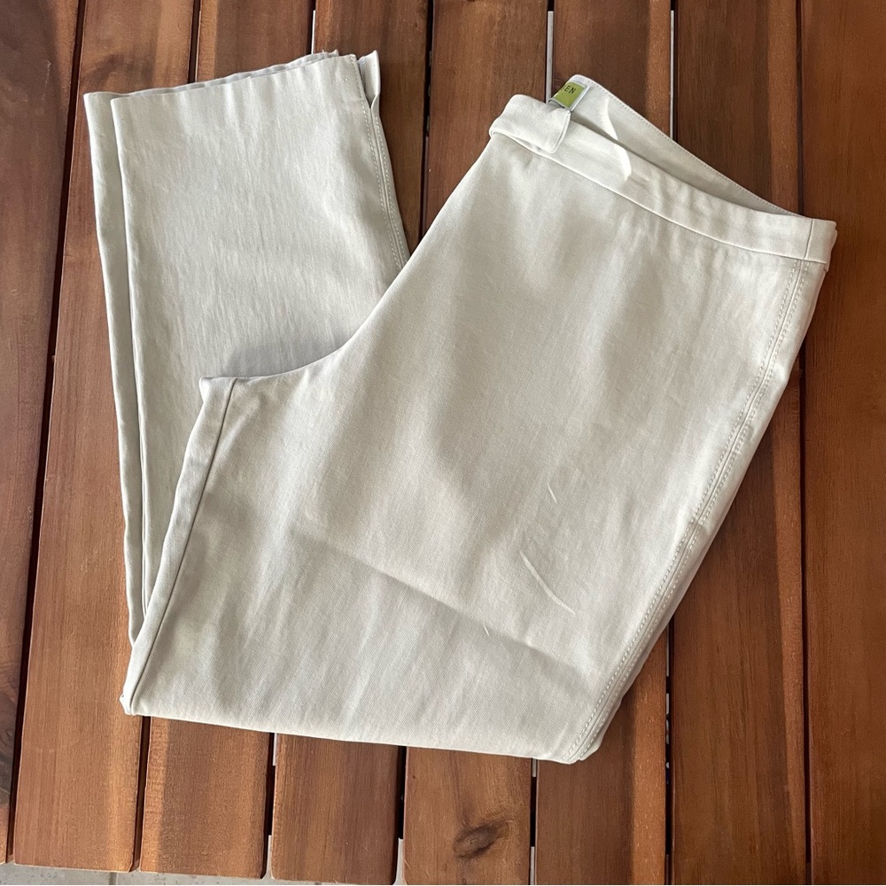 Sigrid Olsen Signature tan cotton twill stretch front-zipper ankle pants, 16